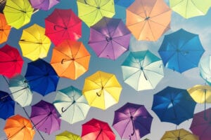 Colourful umbrellas. Are you finances ready for a rainy day